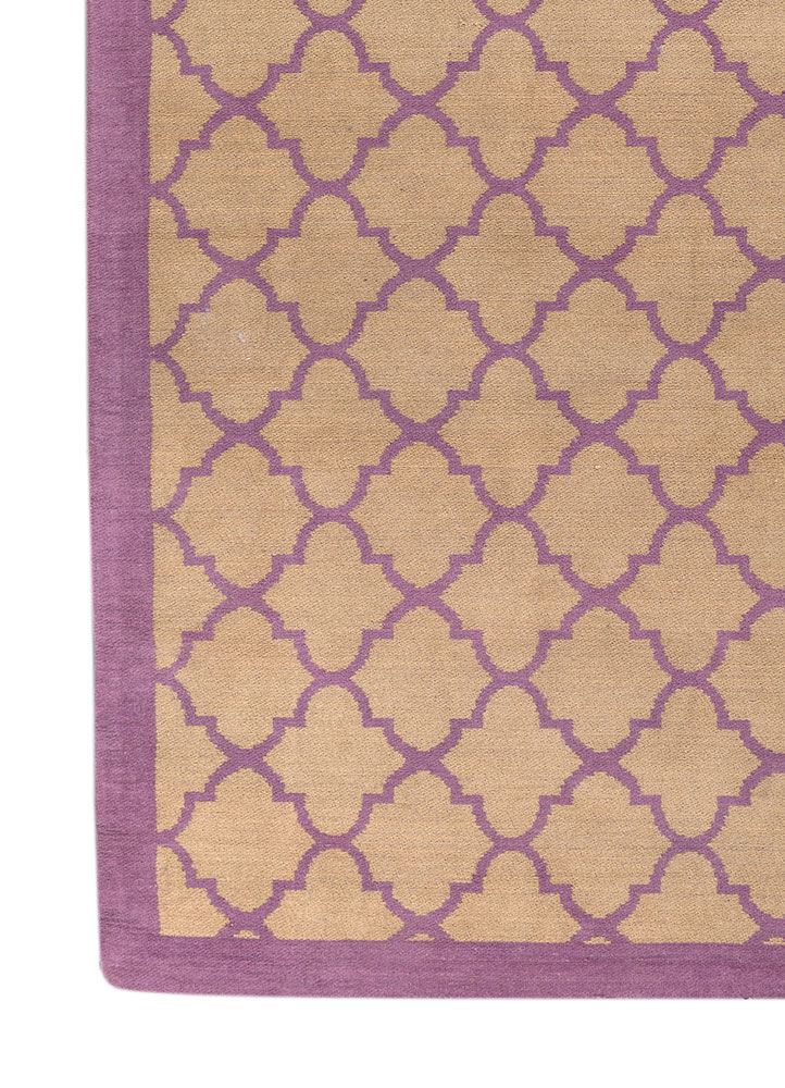 indusbar pink and purple polyester flat weaves Rug - Corner