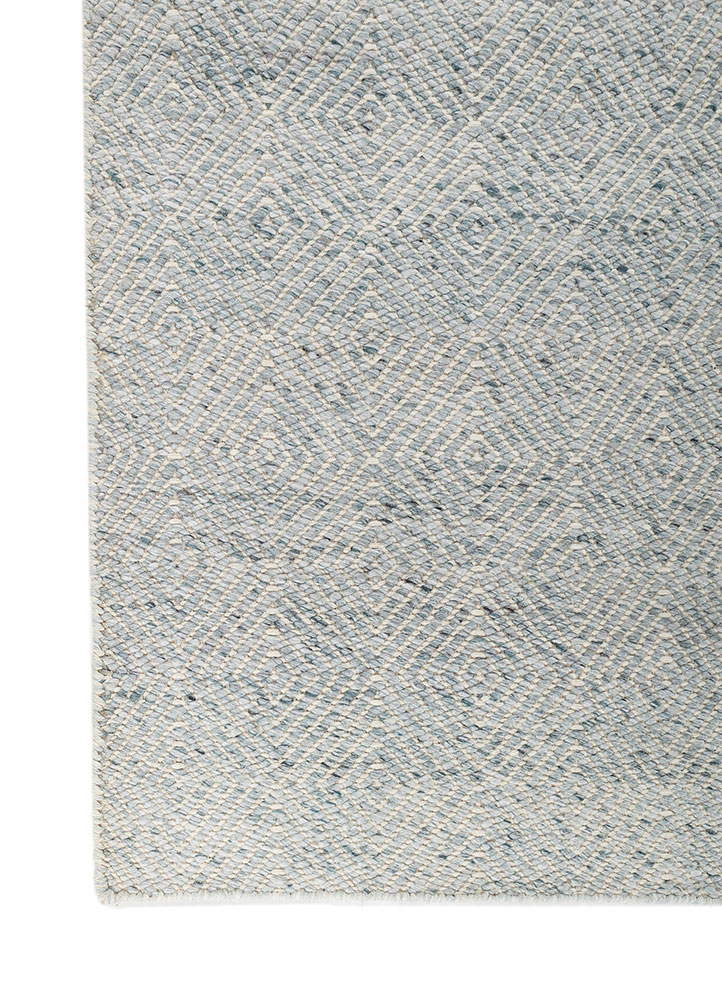 abrash blue wool flat weaves Rug - Corner