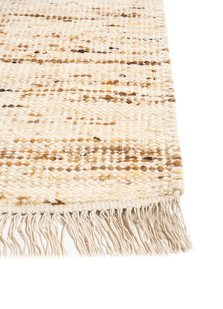 abrash beige and brown wool flat weaves Rug - Corner