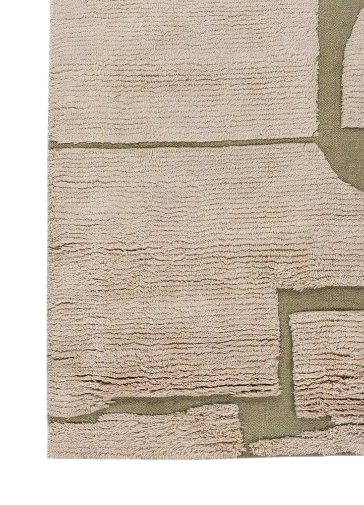 indusbar green wool flat weaves Rug - Corner