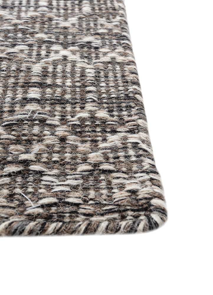 indusbar grey and black wool flat weaves Rug - Corner