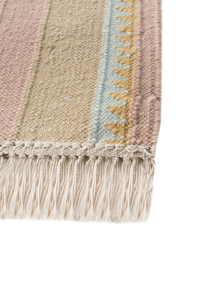 checkers gold wool flat weaves Rug - Corner