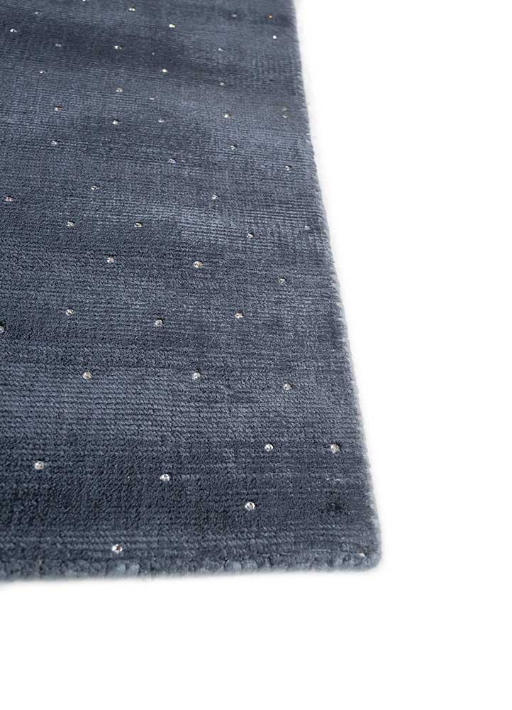 basis blue viscose hand loom Rug - Corner