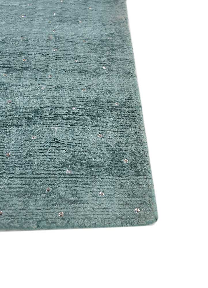 basis blue viscose hand loom Rug - Corner