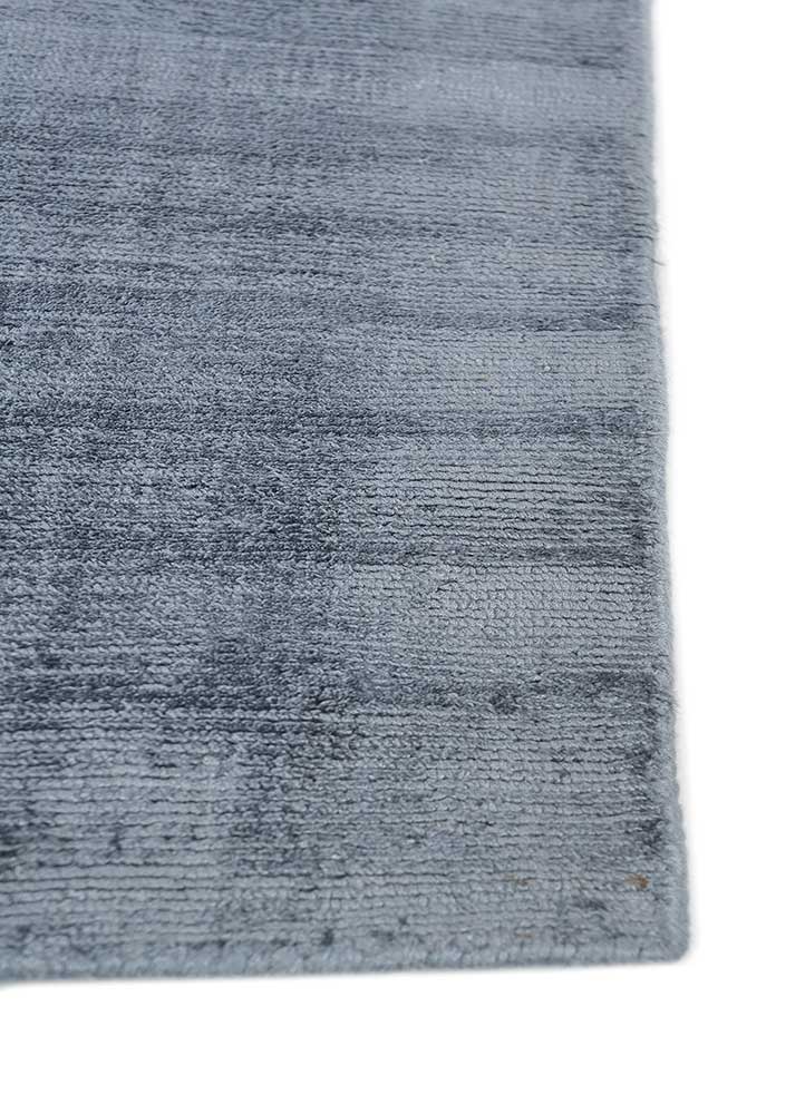 basis blue viscose hand loom Rug - Corner