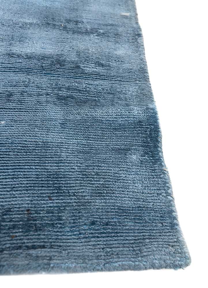 basis blue viscose hand loom Rug - Corner