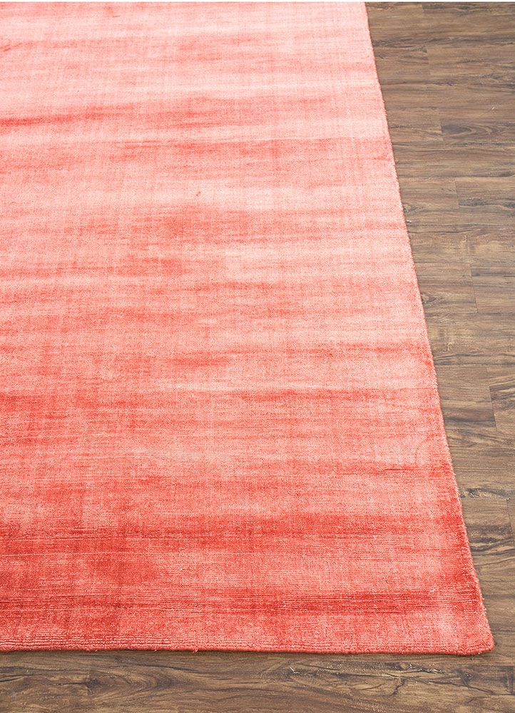 basis red and orange viscose hand loom Rug - Corner