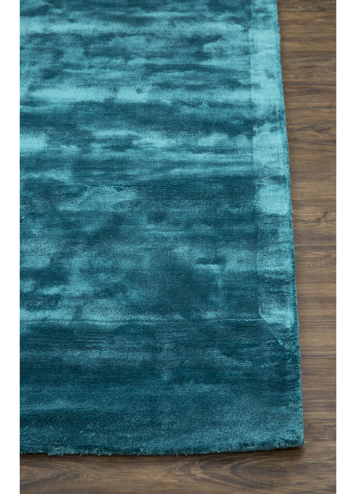 basis blue viscose hand loom Rug - Corner