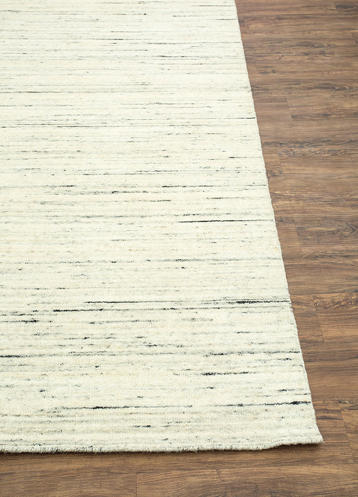saga beige and brown wool hand loom Rug - Corner