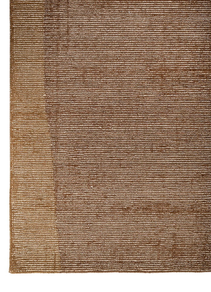 aprezo beige and brown wool hand loom Rug - Corner