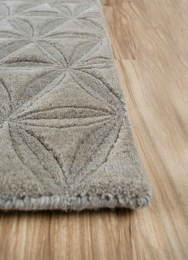 basis beige and brown wool hand loom Rug - Corner