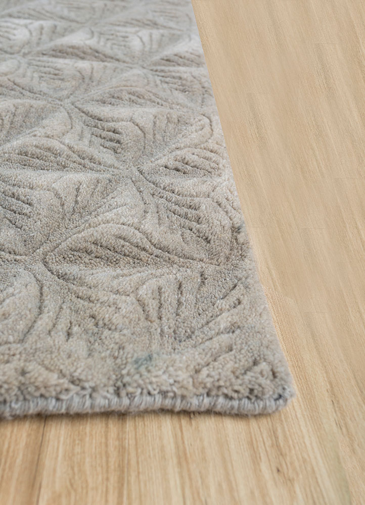 basis beige and brown wool hand loom Rug - Corner