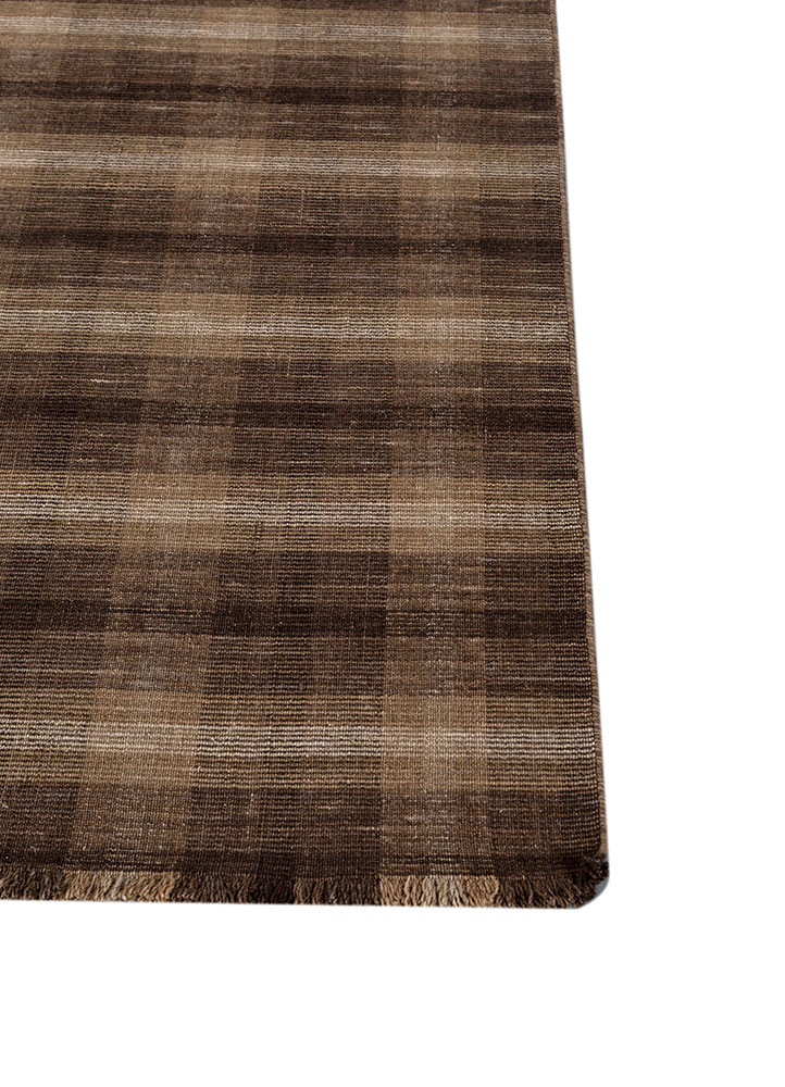 tesoro beige and brown wool hand loom Rug - Corner