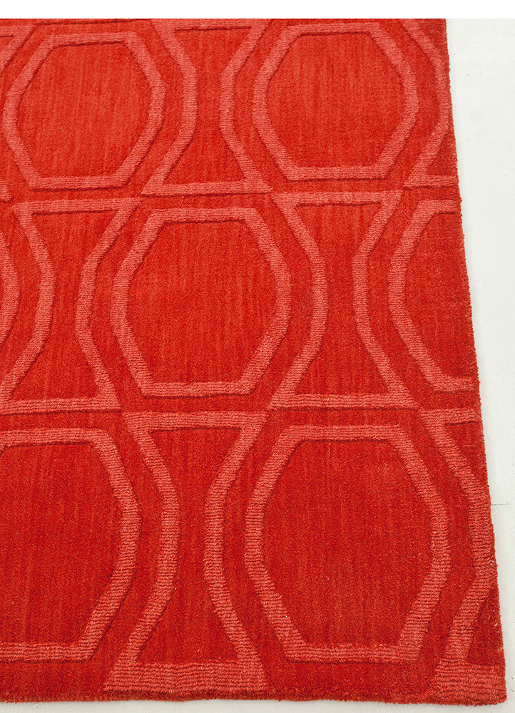 tesoro red and orange wool hand loom Rug - Corner