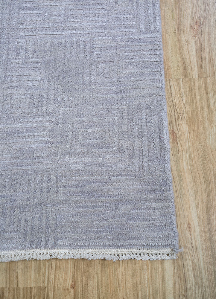 manifest grey and black wool and silk hand knotted Rug - Corner