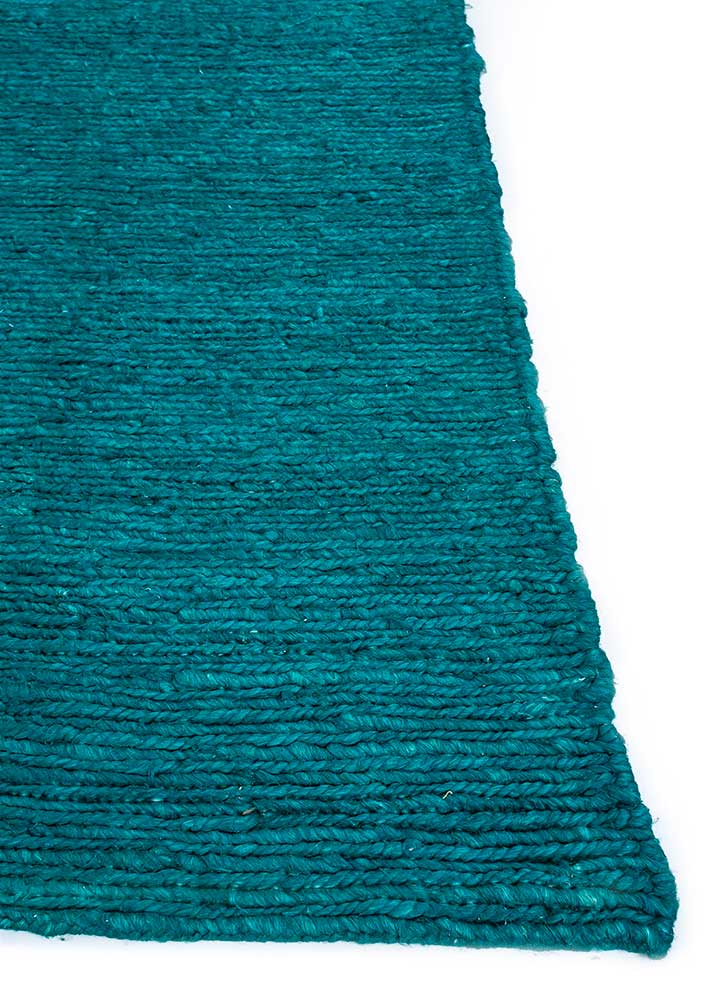 hula blue jute and hemp hand knotted Rug - Corner