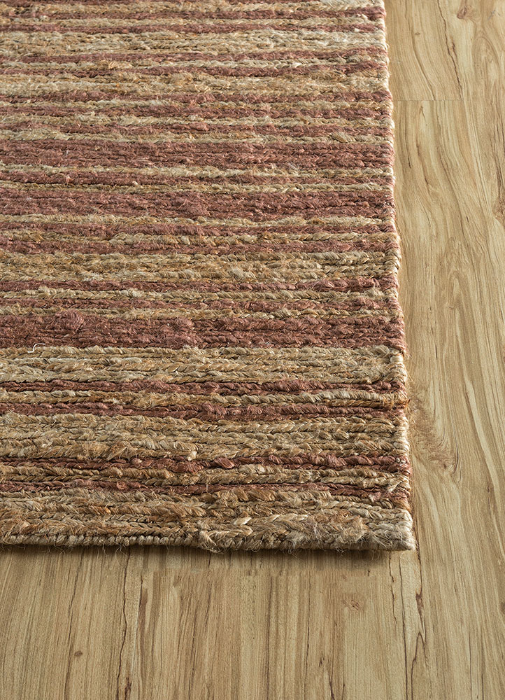 hula beige and brown jute and hemp hand knotted Rug - Corner