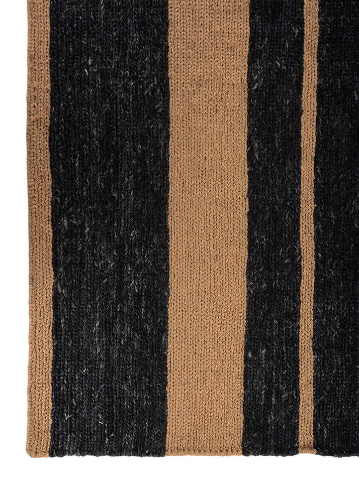 hula grey and black jute and hemp hand knotted Rug - Corner