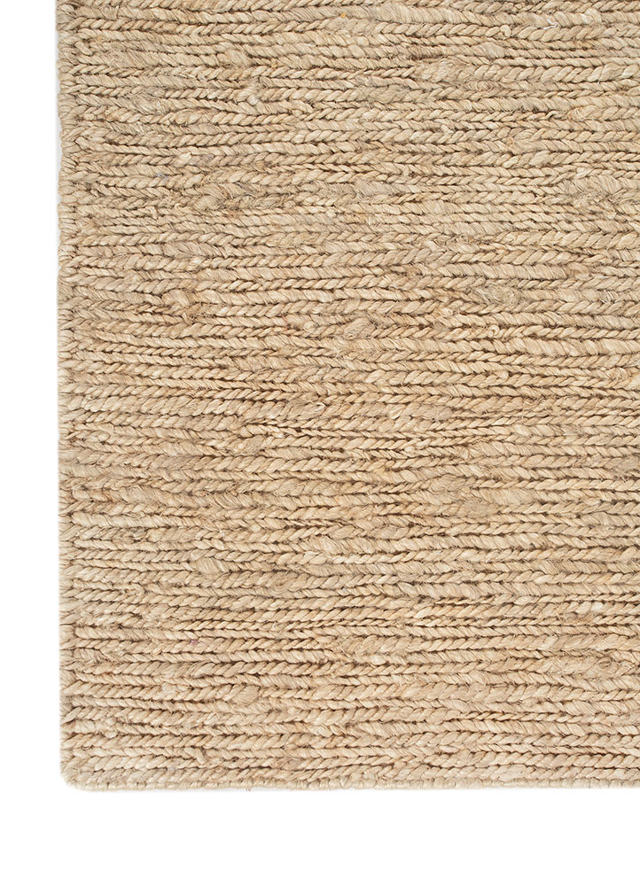 hula beige and brown jute and hemp hand knotted Rug - Corner