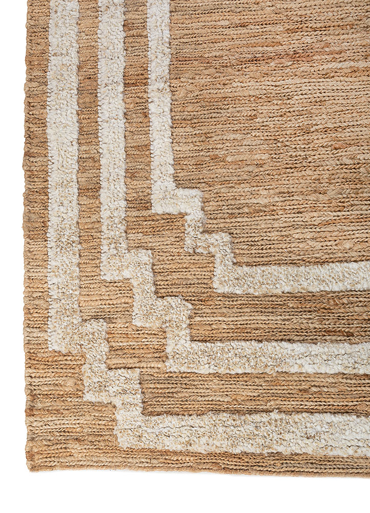 hula beige and brown jute and hemp hand knotted Rug - Corner