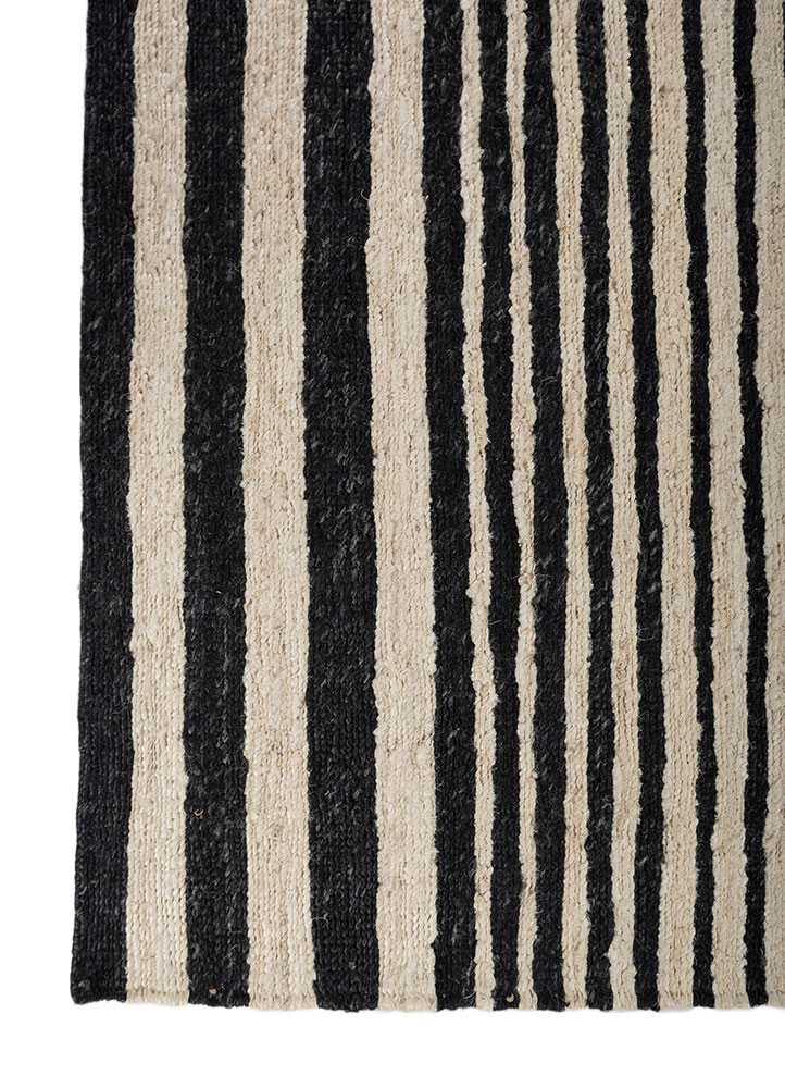 hula grey and black jute and hemp hand knotted Rug - Corner
