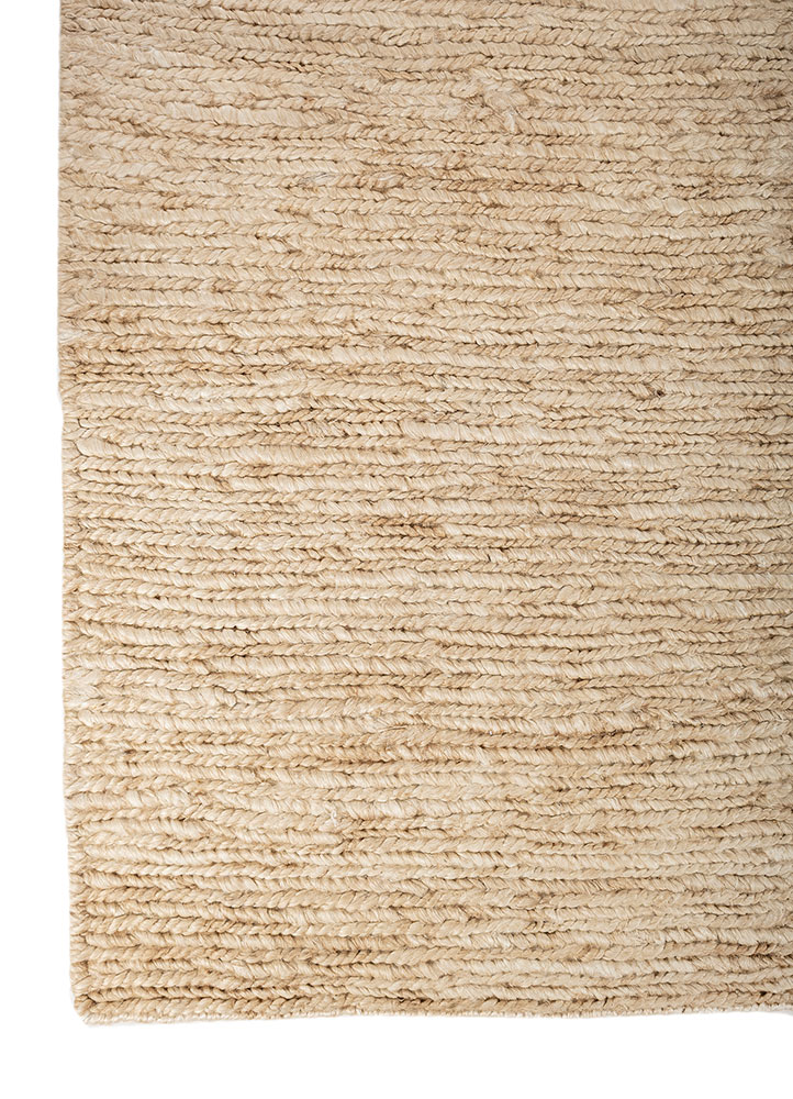 hula beige and brown jute and hemp hand knotted Rug - Corner