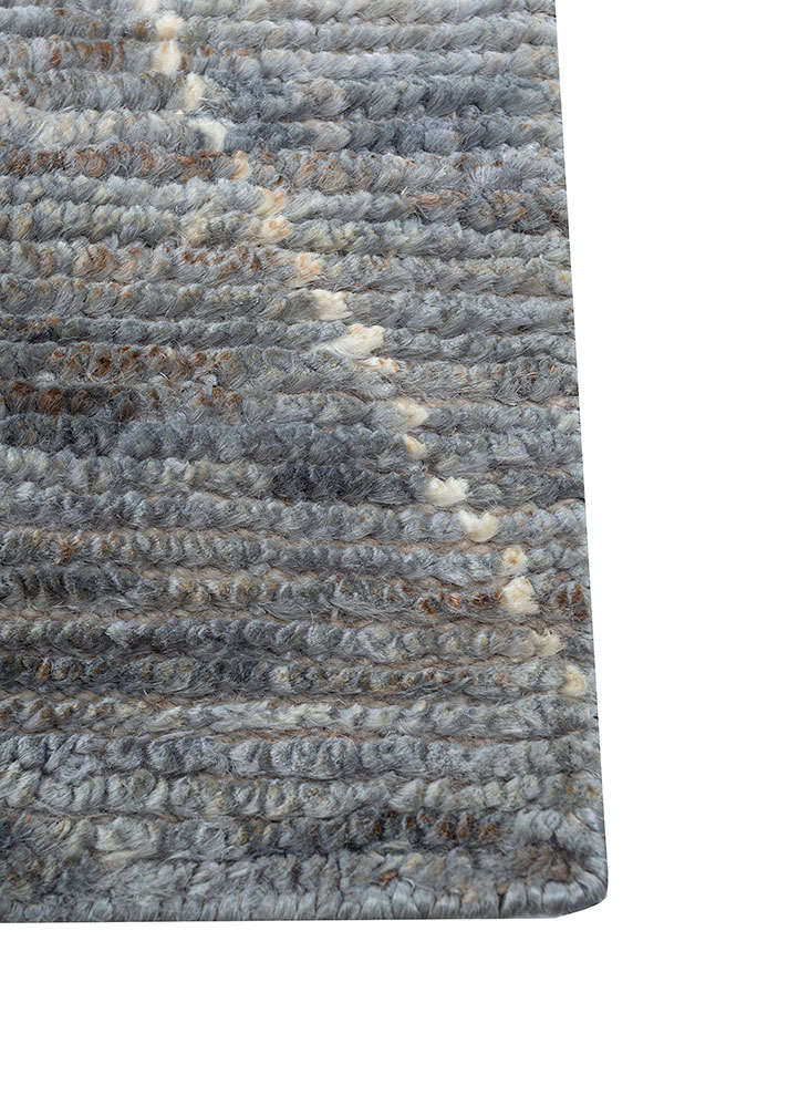hula grey and black jute and hemp hand knotted Rug - Corner