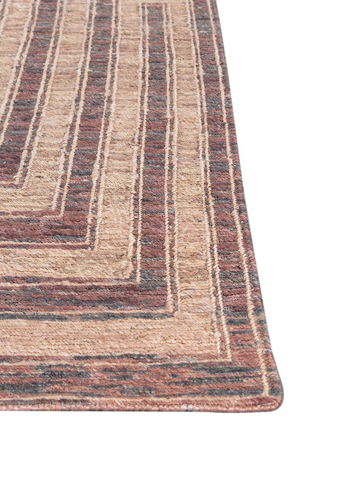 hula red and orange jute and hemp hand knotted Rug - Corner