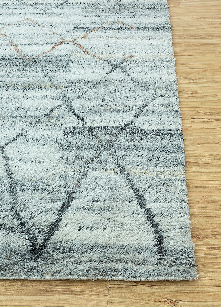 zuri blue polyester hand knotted Rug - Corner