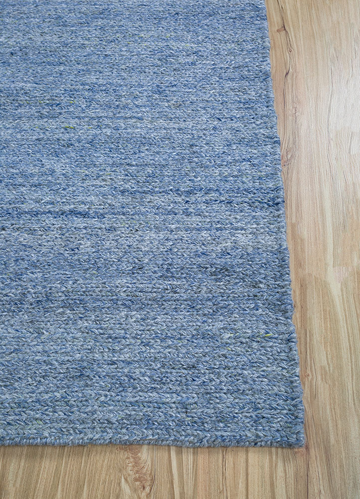 hula blue polyester hand knotted Rug - Corner