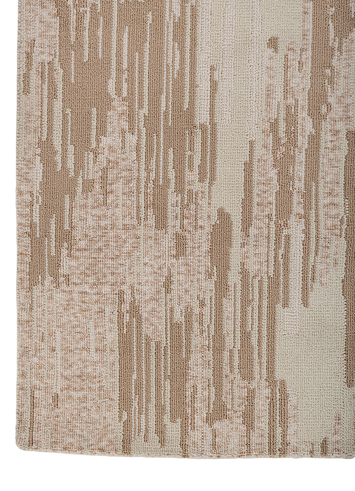 aprezo beige and brown polyester hand knotted Rug - Corner