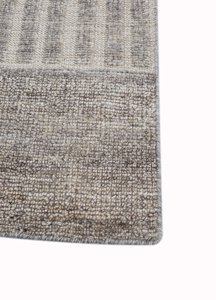 manifest beige and brown wool hand knotted Rug - Corner