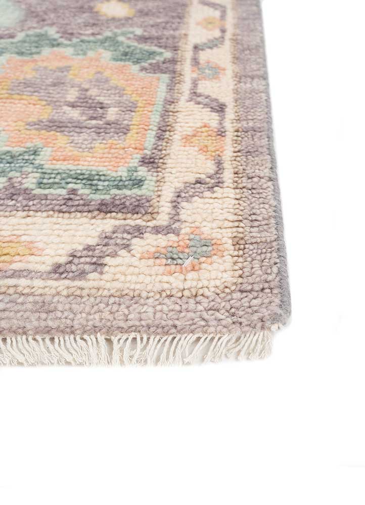 cyanna grey and black wool hand knotted Rug - Corner