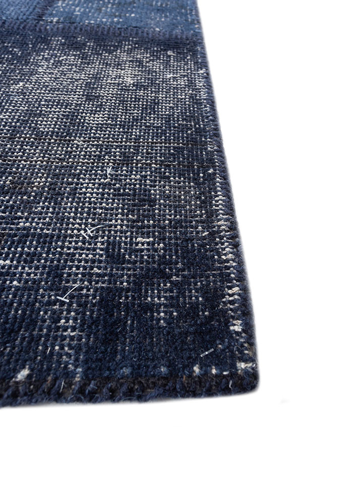 provenance blue wool hand knotted Rug - Corner
