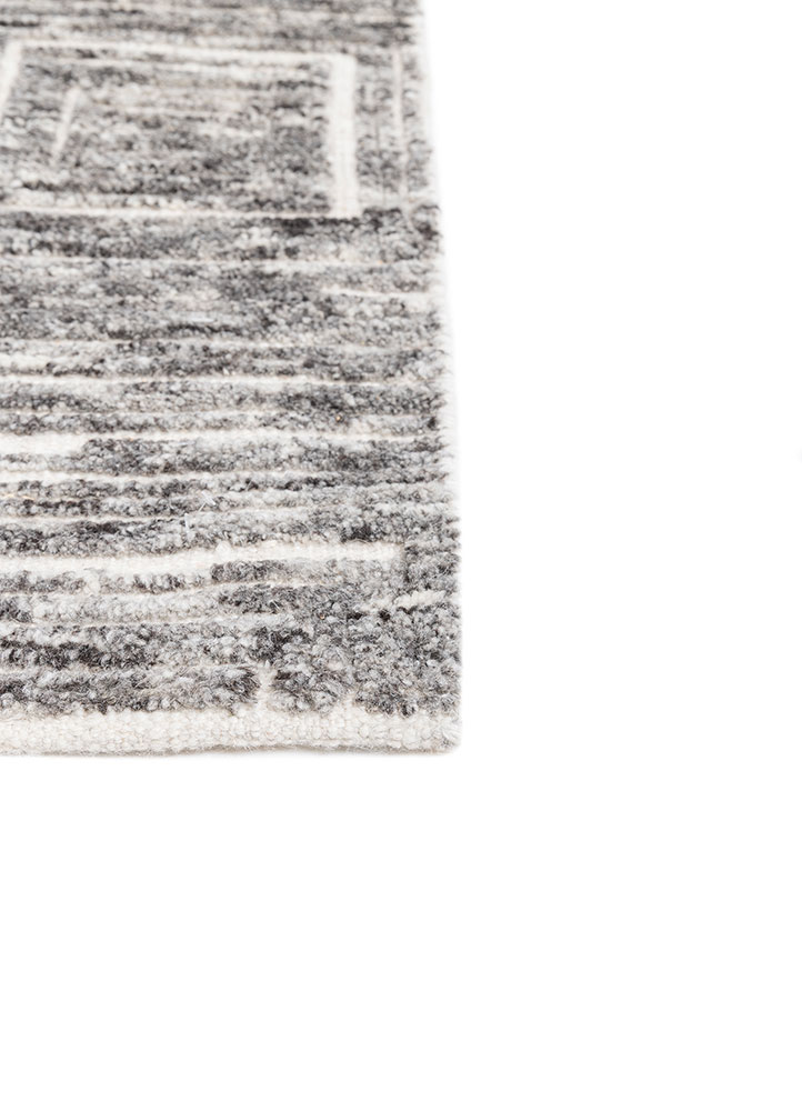 aprezo ivory wool hand knotted Rug - Corner