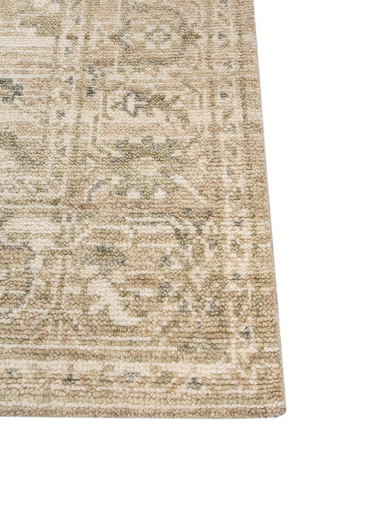 viscaya beige and brown wool hand knotted Rug - Corner