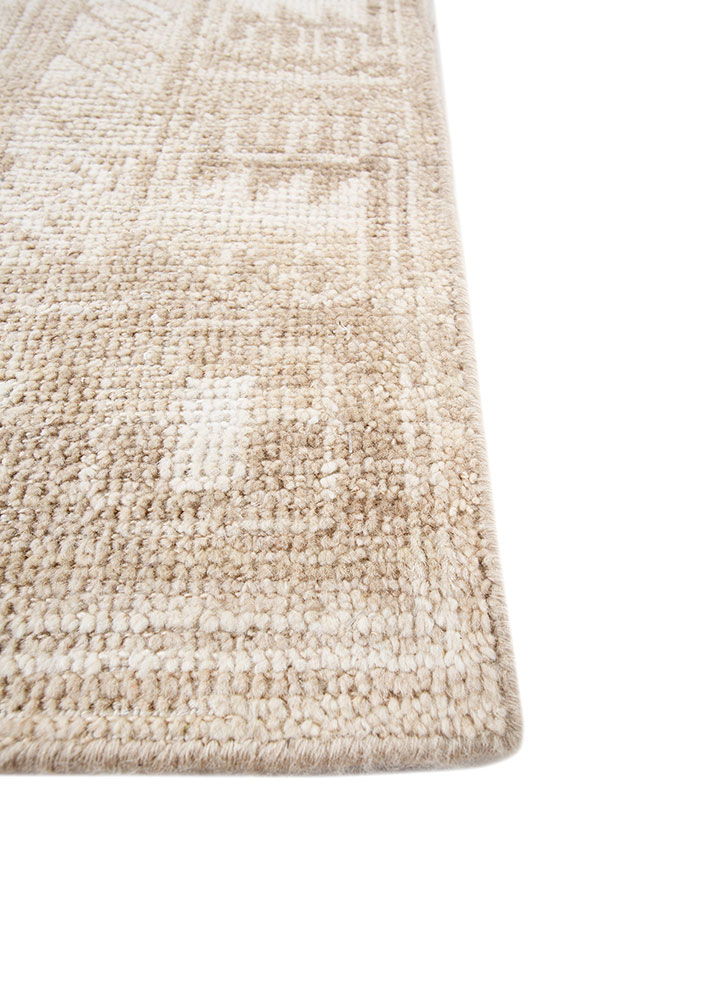 thyme beige and brown wool hand knotted Rug - Corner