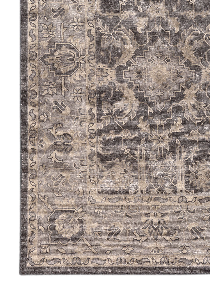 erbe grey and black wool hand knotted Rug - Corner