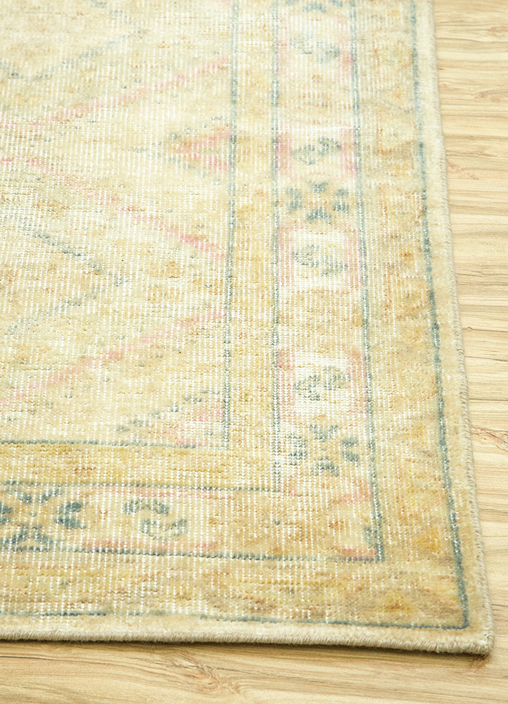 erbe beige and brown wool hand knotted Rug - Corner