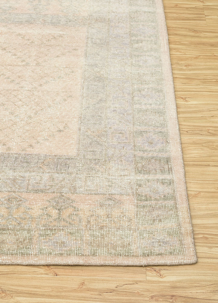 erbe beige and brown wool hand knotted Rug - Corner