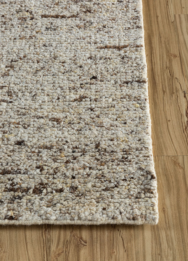 zuri beige and brown wool hand knotted Rug - Corner
