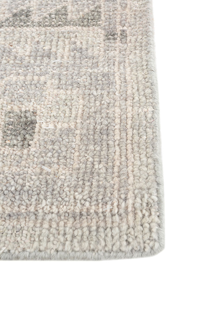 thyme blue wool hand knotted Rug - Corner