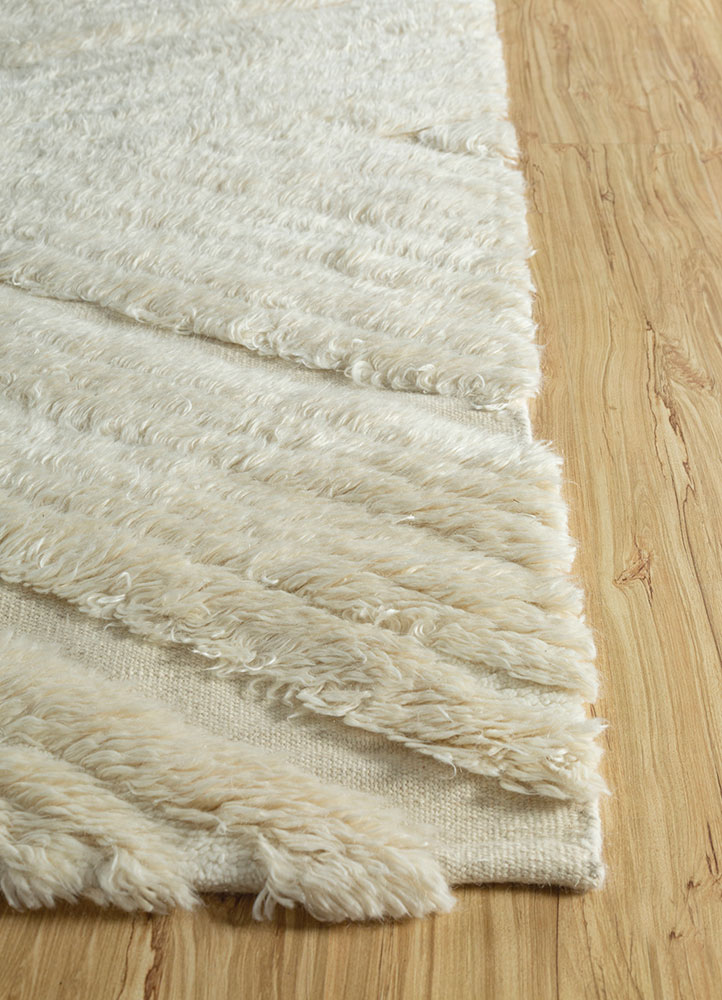 zuri beige and brown mohair wool hand knotted Rug - Corner