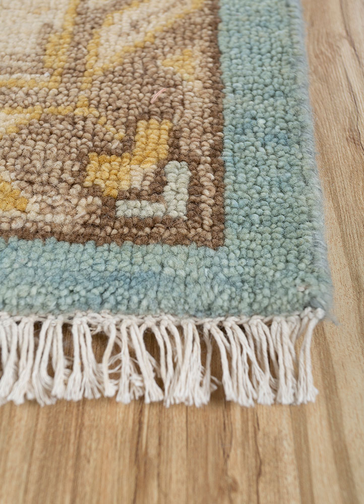 cyanna blue wool hand knotted Rug - Corner
