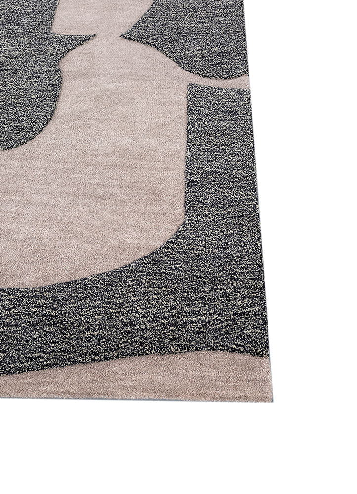 white noise beige and brown wool hand tufted Rug - Corner