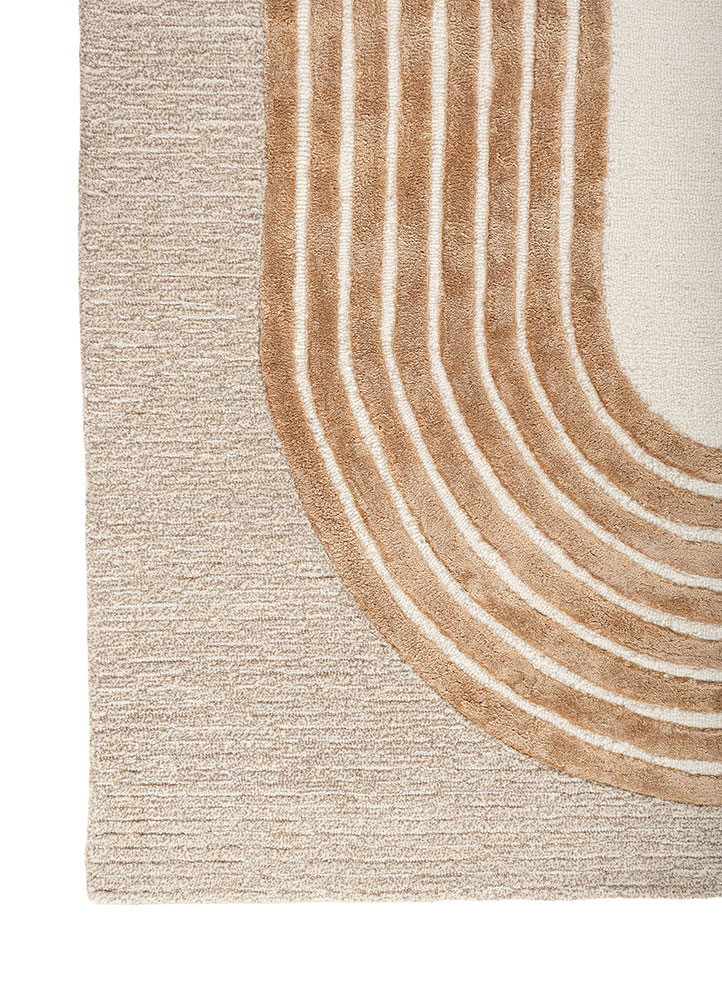 come around red and orange wool and viscose hand tufted Rug - Corner