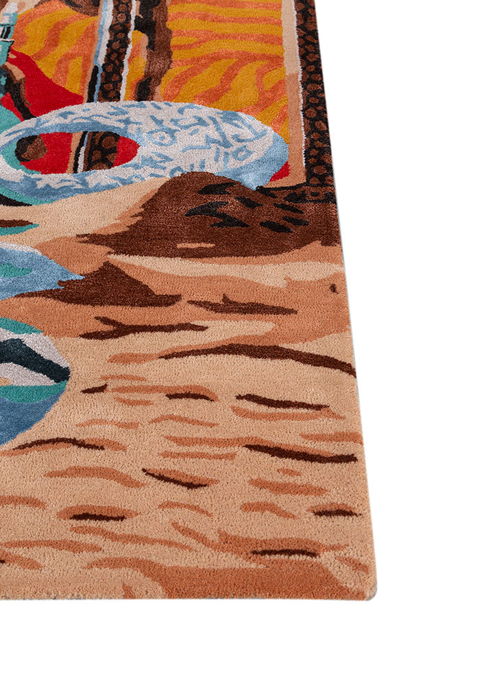 aprezo blue wool and viscose hand tufted Rug - Corner