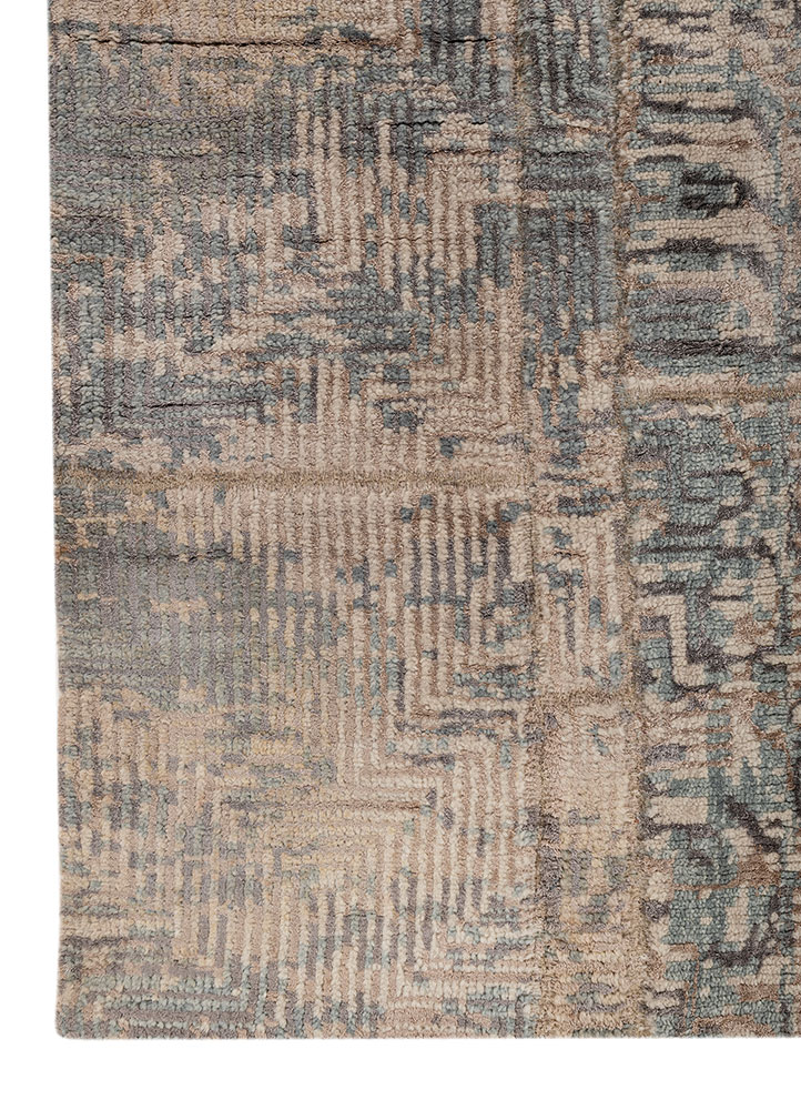 provenance ivory wool and bamboo silk hand knotted Rug - Corner