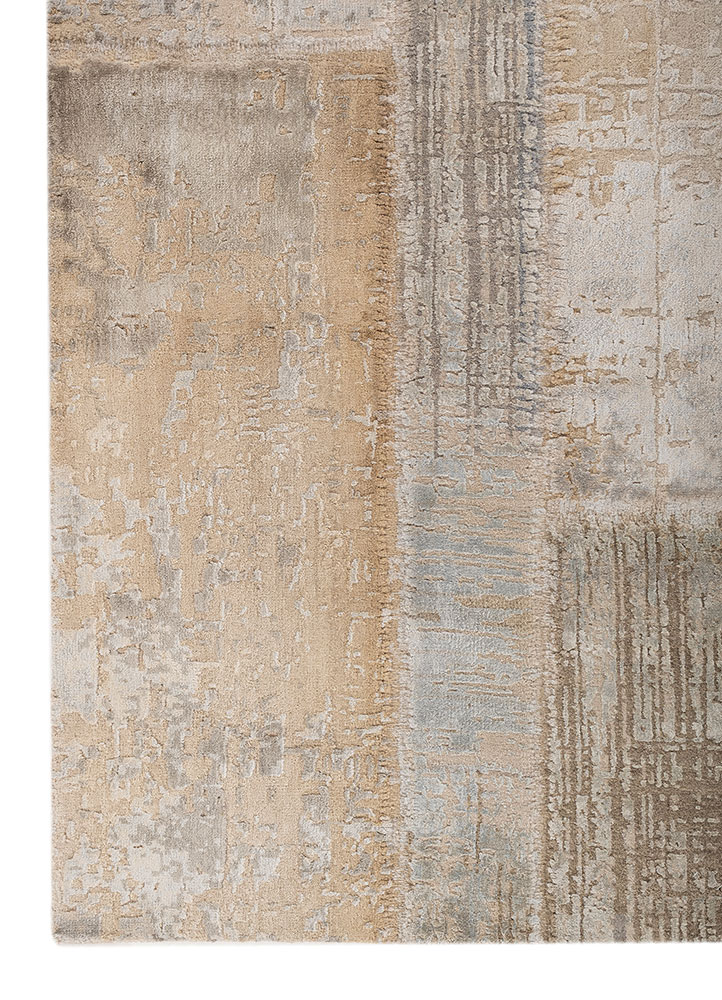 provenance ivory wool and bamboo silk hand knotted Rug - Corner