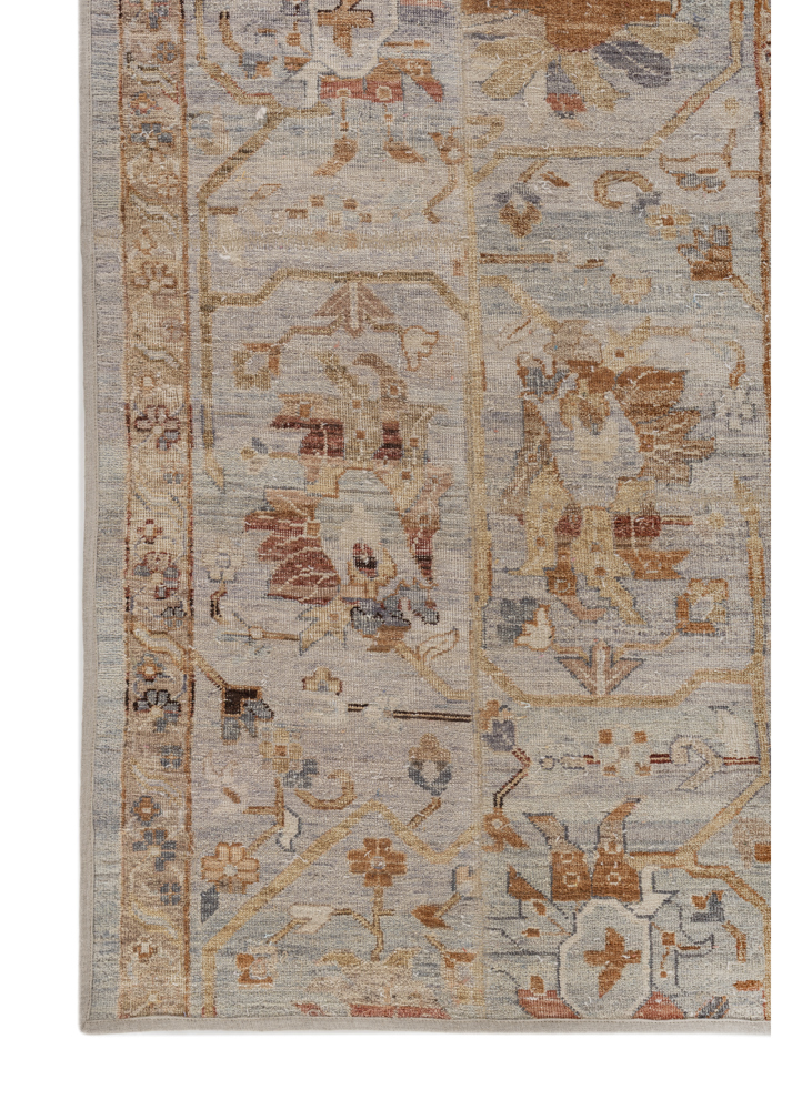 provenance blue wool hand knotted Rug - Corner